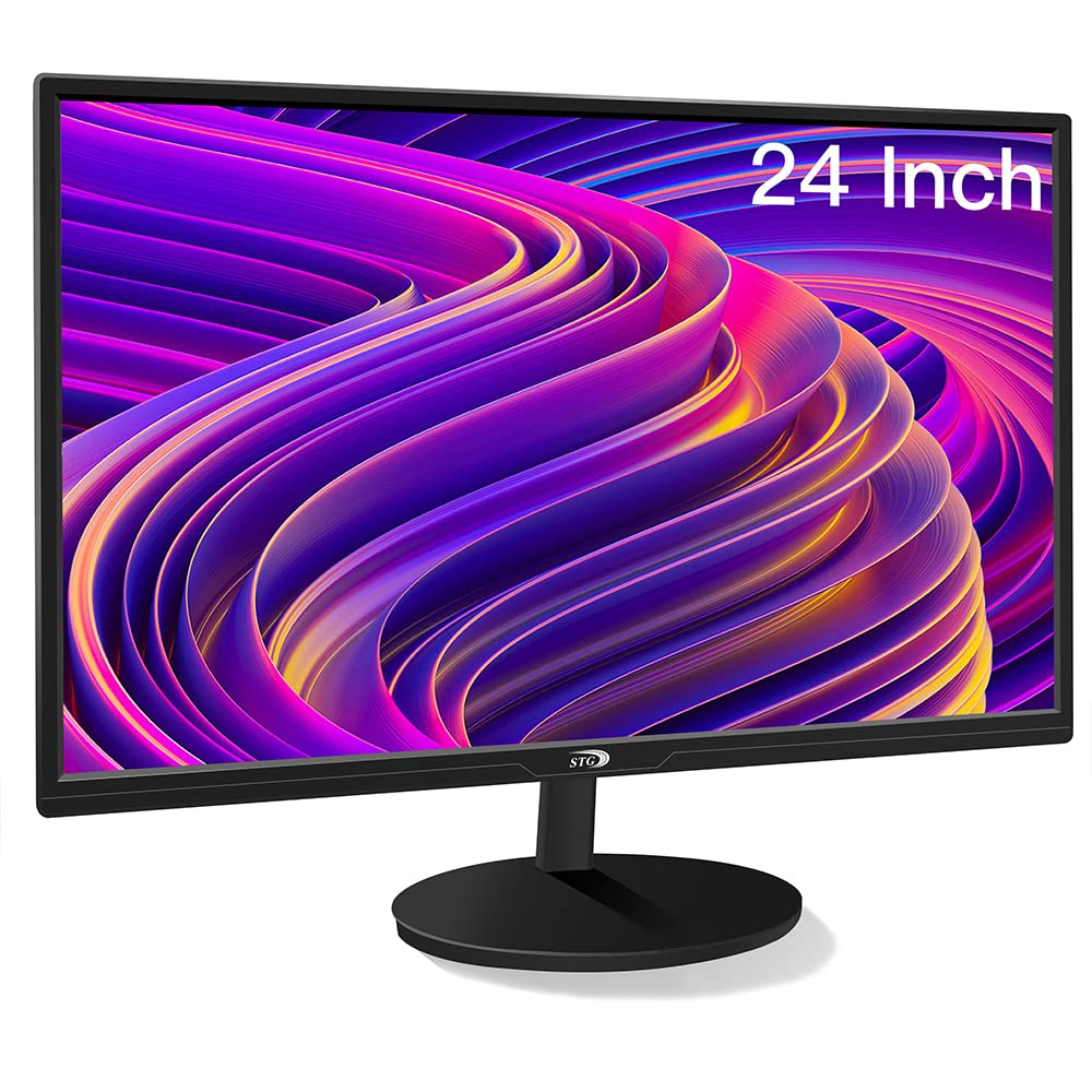 Stgaubron 24 Inch Gaming Computer Monitor, Fhd 1920 X 1080P Office Pc Led Display, 99% Srgb, Hdmi, Vga, Ergonomic Tilt Adjustmen
